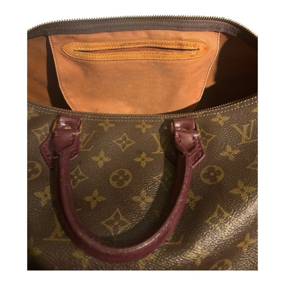 Louis Vuitton Speedy 35 – Vintage Monogram Refreshed Burgundy Leather - Picture 7 of 14
